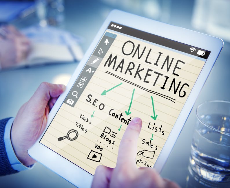 online marketing sketch on tablet