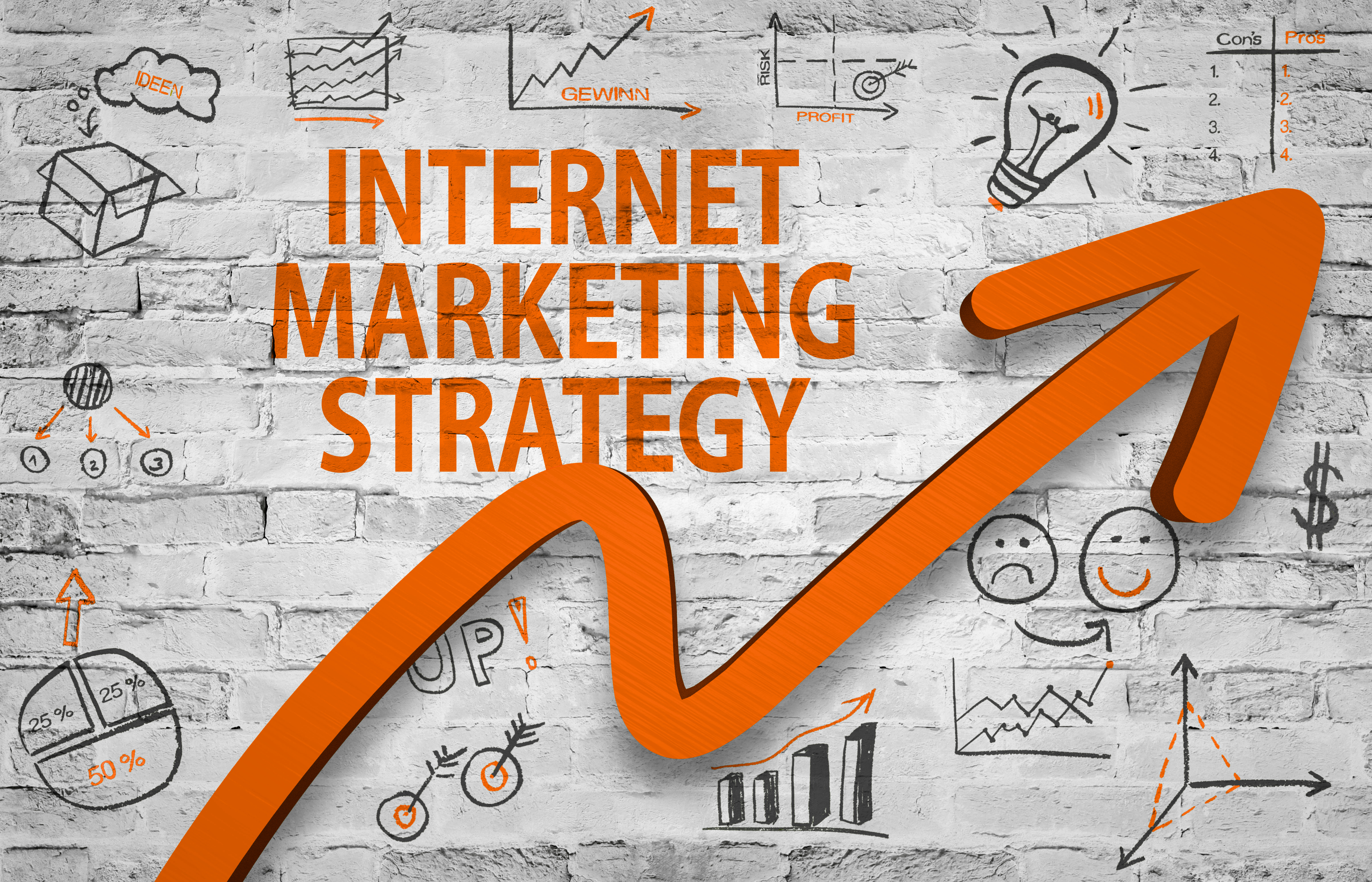 internet marketing strategy text and icons